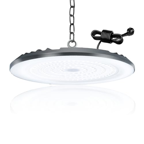 BOSITE LED Werkstatt Deckenleuchte 100W,10000LM LED UFO Hallenstrahler,6000K Kaltweiß,IP65 Wasserdicht High Bay Light, Led Werkstattlampe für Lagerhaus Fabriken Garage von BOSITE