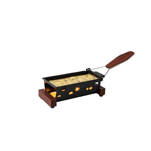 Boska Raclette 2 Personen Vienna - Mini raclette für Zwei Teelichter - Functional Design Dunkles Holz mit Spachtel [Verleih Leckereien mit Geschmolzenem Käse oder Gegrilltem Gemüse] von BOSKA