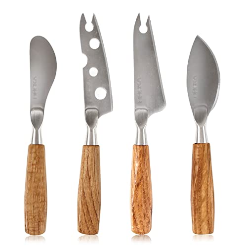 Boska Käsemesser-Set Mini Oslo/vier Käsemessern/Edelstahl/Holz/Braun/Silber / 135 x 80 x 20 mm von BOSKA