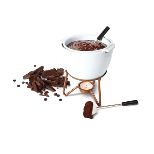 Boska Schokofondue Set Marie - 2 bis 4 Personen - Fondue Schokolade Teelichter - 550 ml Inhalt für 400 gr Seschmolzener Schokolade [ink. Fonduegabeln] [Fondue Wasserbad ] von BOSKA