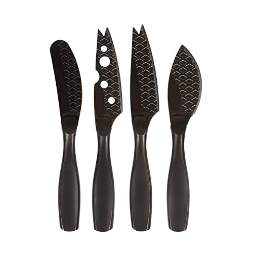 Boska Käsemesser-Set Mini Monaco+ / vier Käsemesser/stilvolles Design/Edelstahl/Schwarz / 160 x 22 x 7 mm von BOSKA