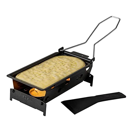 Boska Raclette 2 Personen Milano - Mini raclette für 2 Personen Teelichter - Robuste Kunststoff Griff mit Spachtel [Verleih Leckereien mit Geschmolzenem Käse oder Gegrilltem Gemüse] von BOSKA