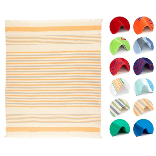 BOSKIMO Pareo Carnota Orange – Leichtes Strandtuch 145x170 cm – Weich, Kompakt und Schnell Trocknend – Ideal für Reisen, Pool oder Sommer – Sommerlicher Stil – Hergestellt in Portugal von BOSKIMO