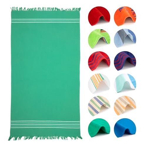 BOSKIMO Pareo Motril Grün – Leichtes Strandtuch 90x170 cm – Weich, Kompakt und Schnell Trocknend – Ideal für Reisen, Pool oder Sommer – Sommerlicher Stil – Hergestellt in Portugal – Premium Anti-Sand von BOSKIMO