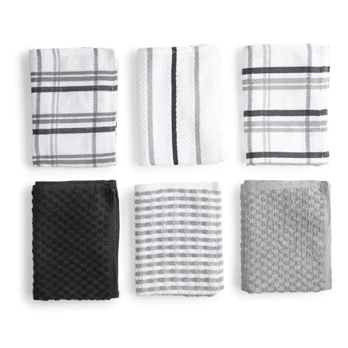 BOSKIMO Premium Geschirrtücher Baumwolle – 6er Set Küchenhandtücher aus Mikrofaser und Frottee, Hochsaugfähige Baumwolltücher, Reinigungstücher Silber-Grau BOSKIMO Premium Geschirrtücher Baumwolle – 6er Set Küchenhandtücher aus Mikrofaser und Frottee, Hochsaugfähige Baumwolltücher, Reinigungstücher Silber-Grau von BOSKIMO