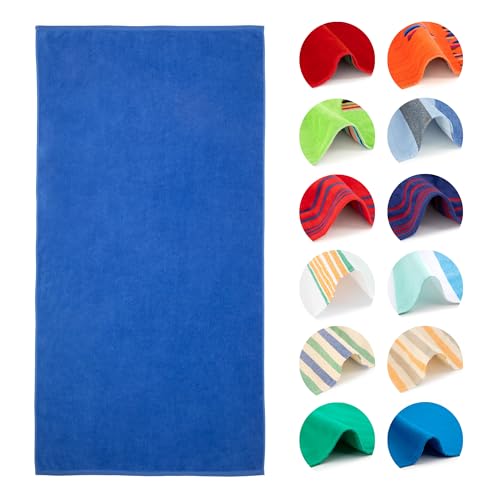 BOSKIMO Strandtuch Popa Blau Groß 90x170 cm – 100% Hochwertiger Frottier-Baumwolle – Weich, Saugfähig und Schnell Trocknend – Hergestellt in Portugal – Premium-Stil – Ideal für Strand und Pool von BOSKIMO
