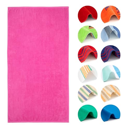 BOSKIMO Strandtuch Popa Fuchsia Groß 90x170 cm – 100% Hochwertiger Frottier-Baumwolle – Weich, Saugfähig und Schnell Trocknend – Hergestellt in Portugal – Premium-Stil – Ideal für Strand und Pool von BOSKIMO