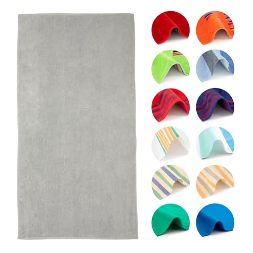 BOSKIMO Strandtuch Popa Grau Groß 90x170 cm – 100% Hochwertiger Frottier-Baumwolle – Weich, Saugfähig und Schnell Trocknend – Hergestellt in Portugal – Premium-Stil – Ideal für Strand und Pool von BOSKIMO