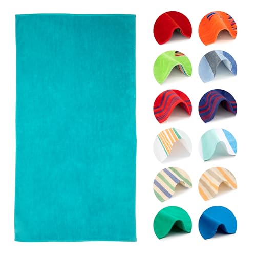 BOSKIMO Strandtuch Popa Türkis Groß 90x170 cm – 100% Hochwertiger Frottier-Baumwolle – Weich, Saugfähig und Schnell Trocknend – Hergestellt in Portugal – Premium-Stil – Ideal für Strand und Pool von BOSKIMO