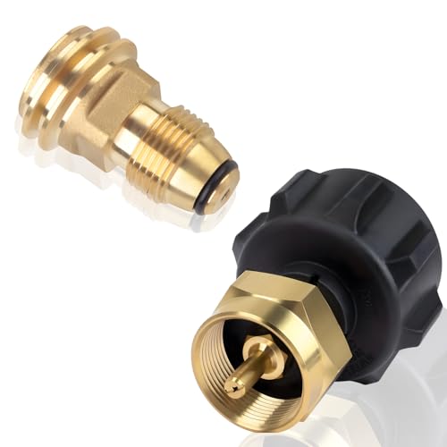 BOSOIRSOU 2 Stück Propan Nachfülladapter, 1lb Propan Tank Nachfülladapter und Konverter Adapter für QCC1 / Type1 Propan Zylinder und 1lb Einwegflasche - Massiv Messing von BOSOIRSOU