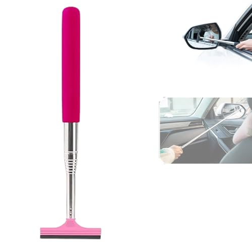 BOSONS Retractable Rear-View Mirror Dryer, Car Side Mirror Squeegee, Portable Wing Mirror Wiper Cleaner, for Vehicle Glass Cleaner Tool (Pink) von BOSONS
