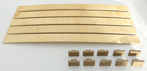 Set: Federholzleisten (8x53mm) + Befestigungs Kappen zur Selbstmontage für Futon, Bett oder Caravan | Stärke 8mm x Breite 53mm (10 Kappen 1003 + 5 Leisten (Länge 800mm)) von JUSNOVA