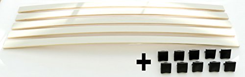 Set: Federholzleisten + Befestigungs Kappen zur Selbstmontage für Futon, Bett oder Caravan | Stärke/Höhe 8mm x Breite 35mm (10 Kappen 1001 + 5 Leisten (Länge 837mm)) von BOSSASHOP.de