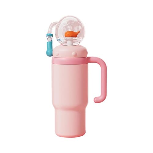 BOSSETY 24oz Whale Fountain Tumbler mit Griff, Isolierte Edelstahl Walbrunnen Tumbler mit Strohhalm und 2 Deckel, Wal-Wasserflasche Trinkbecher für Reisen und den täglichen Gebrauch (A) von BOSSETY