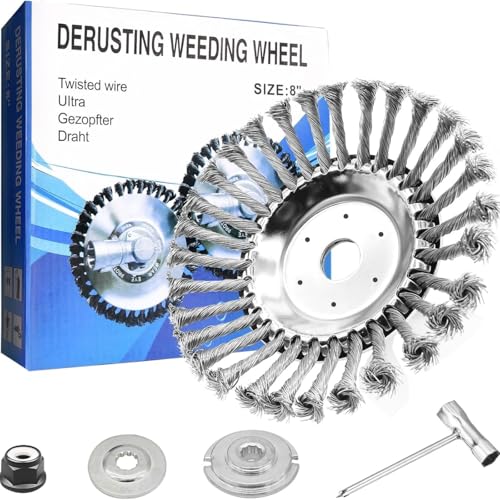 Profi Unkrautbürste für Freischneider, 25.4mm Wildkrautbürste, Aus Hochfestem Stahldraht, Drahtbürste Für Freischneider Unkrautbürste mit Zubehör, Sehr robust (8 Zoll) von BOSSETY