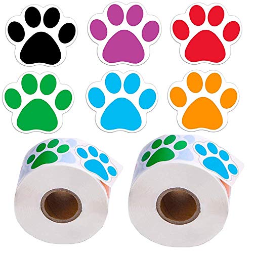 BOSSTER Hunde Pfoten Druck Aufkleber 2 Rolle Pfotenaufkleber 1000 stück Bunte Bärentatze Etiketten Aufkleber für Scrapbook Craft Labels Wandtattoos Dekoration von BOSSTER