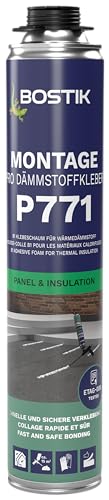 BOSTIK P771 Montage Pro Dämmstoffkleber B1 – Klebeschaum Flachdach, Feuchtigkeitshärtender Polyurethan-Klebeschaum, Für alle gängigen Wärmedämmstoffplatten, 800ml von BOSTIK