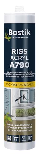 BOSTIK A790 Riss Acryl Weiß – Hochleistungs Acryldichtstoff, Strukturiert und Lösemittelfrei, Wand- und Fassadenrisse Reparatur, Regenfest, Für Innen- und Außenbereich, Überstreichbar, 300ml von BOSTIK