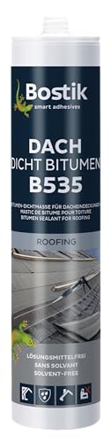 Bostik B535 Dach Dicht Bitumen schwarz Dachdichtstoff 300ml Kartusche von BOSTIK