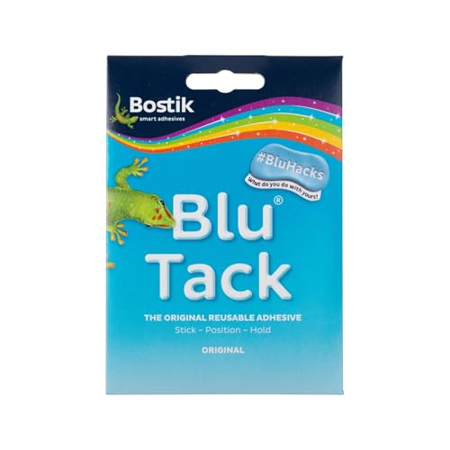 BOSTIK Blu Tack Hellblau – Dauerplastische Wiederverwendbare Klebemasse, Zuverlässige und Wiederablösbare Fixierung, 46g von BOSTIK