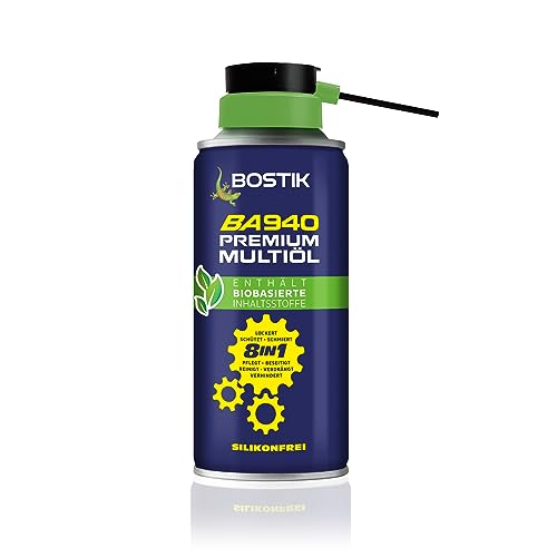 Bostik Multifunktionsspray BA940 Premium Multiöl 8in1, Biobasierte Inhaltsstoffe, Transparentes Öl, Sprühen aus jeder Position, Sprührohr für Punktgenaues Sprühen, 150 ml von BOSTIK