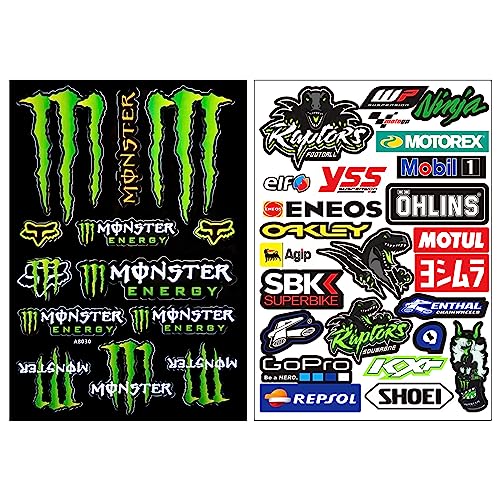 BOSYTRO 4-Teilig Monster Scratch Auto Aufkleber,Monster Aufkleber-Bogen, Motocross-aufkleber, Sponsoren aufkleber,für Offroad Motorräder und Helme für Motorrad Enthusiasten (8030/8041) von BOSYTRO