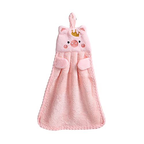 BOTCAM Kleines Schweinchen-Handtuch für den Haushalt, niedlich, saugfähig, Küchentuch, faul, Lappen, Handtuch, Kinderhandtuch Kaffeepinsel Siebträger (Pink, One Size) von BOTCAM