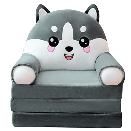 BOTCAM Plüsch faltbares Kindersofa Rückenlehne Sessel 2 in 1 faltbares Kindersofa niedliches faules Sofa aufklappbares Schlafsofa für Wohnzimmer Schlafzimmer ohne Liner Filler Kissen (AF, One Size) von BOTCAM