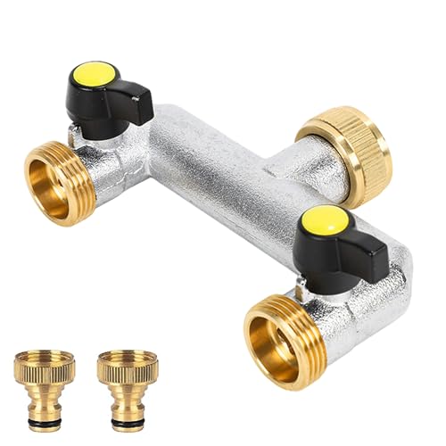 2-Wege-Wasserhahn-Verteiler aus Messing: 2 Verteiler 3/4" Adapter 1/2" für den Außenbereich Rasen Garten 2-Wege-Wasserhahn-Verteiler aus Messing: 2 Verteiler 3/4" Adapter 1/2" für den Außenbereich Rasen Garten von BOTEWO
