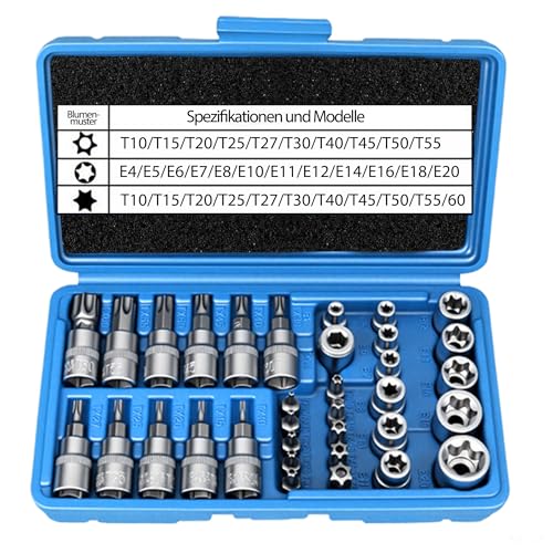 34-teiliges Steckschlüssel-Set: E4-E20 T10-T60 weiblich und männlich Steckschlüsseleinsätze mit T10-T55 Torx-Bit und 3/8" Adapter 34-teiliges Steckschlüssel-Set: E4-E20 T10-T60 weiblich und männlich Steckschlüsseleinsätze mit T10-T55 Torx-Bit und 3/8" Adapter von BOTEWO