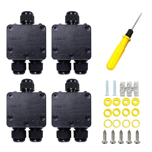 4 Stück Abzweigdose Wasserdicht IP68: 3 Wege Erdkabel Verbinder Wasserdicht Abzweigdose Außen für Kabel mit 5mm - 15 mm Durchmesser 4 Stück Abzweigdose Wasserdicht IP68: 3 Wege Erdkabel Verbinder Wasserdicht Abzweigdose Außen für Kabel mit 5mm - 15 mm Durchmesser von BOTEWO