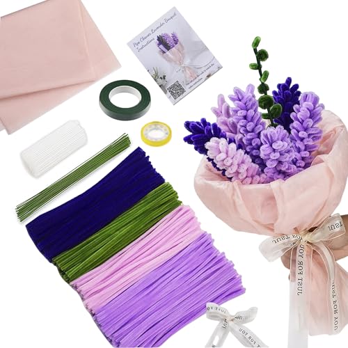 450 Stück Pfeifenreiniger Blumen Set: Pfeifenputzer zum Basteln mit 4 Farben Chenilledraht Grüne Blumenstöcke Klebebandrollen Klebestifte für Basteln DIY Handwerk Dekorieren von BOTEWO