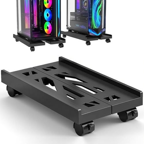 Fester PC-Ständer: PC-Wagen mit Rädern, verstellbare CPU-Halterung, Bodenständer für CPU PC Computer Desktop Topfpflanzen - CPU Holder Cart von BOTEWO