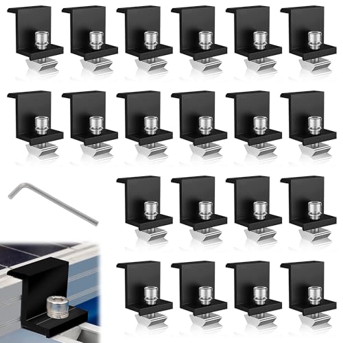 Halterungen für Photovoltaik-Panels: Set mit 20 Klemmen, Solarpanel 30 mm, Halterung Solarmodul aus Aluminiumlegierung mit Muttern und Schrauben Halterungen für Photovoltaik-Panels: Set mit 20 Klemmen, Solarpanel 30 mm, Halterung Solarmodul aus Aluminiumlegierung mit Muttern und Schrauben von BOTEWO