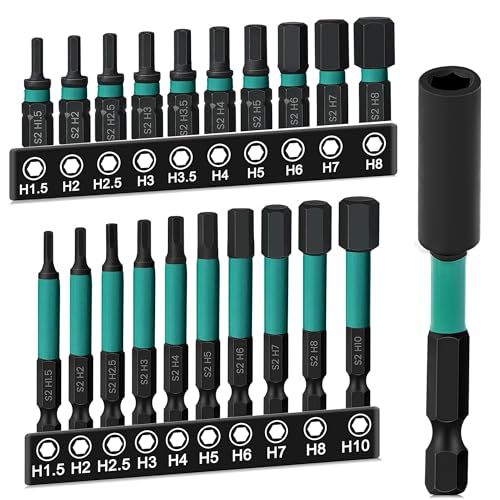 Magnetischer Schraubendreher-Bit-Set, 21-teilig, Stahl S2, 25/60 mm, H1.5-H10, mit Bithalter 75 mm Magnetischer Schraubendreher-Bit-Set, 21-teilig, Stahl S2, 25/60 mm, H1.5-H10, mit Bithalter 75 mm von BOTEWO