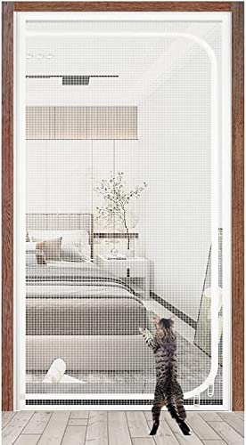 Katzentür-Netz-Ersatzvorhang, Selbstklebender Terrassentürnetz-Fensterschutz mit Reißverschluss, Katzenvogel (Color : Weiss, Size : 85x200cm) von BOTIZR