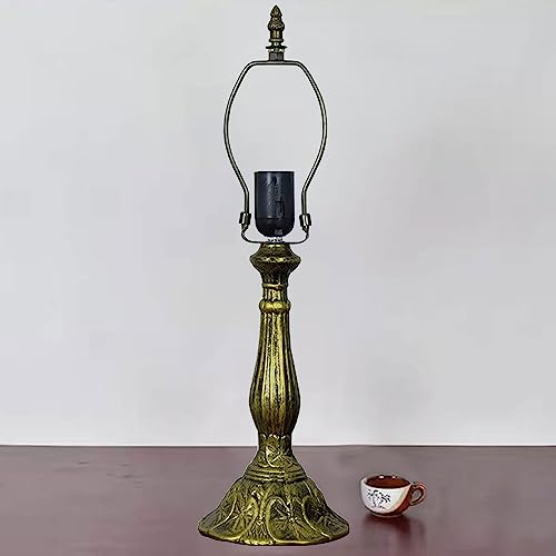 BOTOWI 19" hohe Lampenfassung aus Legierung, Tischlampensockel, Bronze, Knopfschalterdraht, für 12-Zoll-Lampenschirm im Tiffany-Stil von BOTOWI
