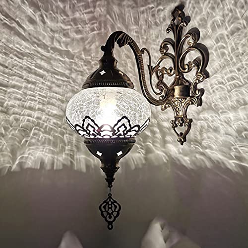 BOTOWI (9 Farben Handgefertigte Türkische Marokkanische Böhmische Osmanische Stil Eisrissene Glas Mosaik Wand Sconce Lampe Bettlicht Lampe Nachtlicht Schlafzimmer Treppenhaus Gänsekorridor E14,C von BOTOWI
