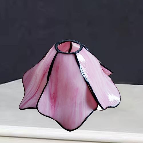 BOTOWI 8-Zoll-Tiffany-Buntglas-Einzellampenschirm 1-5/8-Zoll-Fitter-Öffnungsleuchter Kronleuchter Lampe Wandlichtschirm Pendelleuchte Hängeleuchte Tischlampe Ersatzschirm rosa Lotus-Schornstein von BOTOWI