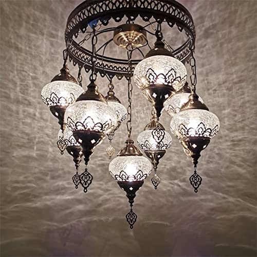 BOTOWI Deckenbehang Boho Pendelleuchte Leuchte Lampen 22 "Türkisches Marokkanisches Mosaik Festverdrahtet ODER Swag Wandstecker in Kronleuchter Licht Für Esszimmer Dekorative von BOTOWI