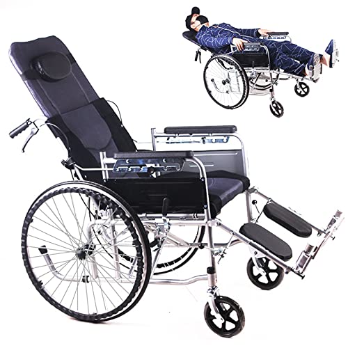 BOTOWI Faltbare Transport rollstühl für Erwachsene, tragbare Reiserollstühle mit Anhebbarer Beinstütze, Rollstuhl Ultraleicht Hydraulisch Gesteuerter für ältere Schwangere Behinderte,Grey mesh von BOTOWI