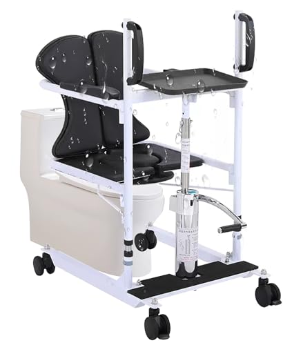 BOTOWI Hydraulischer Patientenlifter mit geteiltem Sitz (180°), Patiententransferstuhl, Seniorenlifter Assist, Rollstuhl-Lift, Handicap Duschstuhl, Bett-Toilettenstuhl für Behinderte von BOTOWI