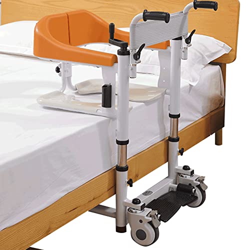 BOTOWI Patientenlifter Patienten Transfer Lift Stuhl, Bett Toilettenstuhl mit 180° geteiltem Sitz, Rollstuhl Lift mit Handkurbel Lifthebel, höhenverstellbarer Behinderten-Dusch-Stuhl von BOTOWI