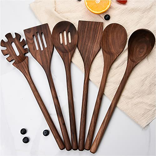 BOTOWI Walnuss-Holzlöffel zum Kochen, 6-teiliges Küchen- und Kochutensilien-Set, Holzspatel, Schlitz- und Nudellöffel, Holzkelle, Spaghetti-Server, Holzutensilien-Set BOTOWI Walnuss-Holzlöffel zum Kochen, 6-teiliges Küchen- und Kochutensilien-Set, Holzspatel, Schlitz- und Nudellöffel, Holzkelle, Spaghetti-Server, Holzutensilien-Set von BOTOWI