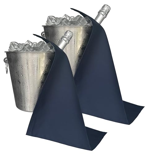 BOTTLECLOTHS - Catering Collection, Flaschentücher für Eiskübel, Polycotton, 42 cm, Eckloch, genähter Kreis (Marineblau, 2 Stück) von BOTTLECLOTHS
