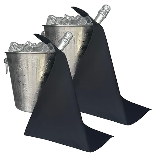 BOTTLECLOTHS - Catering Collection, Flaschentücher für Eiskübel, Polycotton, 42 cm, Eckloch, genähter Kreis (Schwarz, 2 Stück) von BOTTLECLOTHS