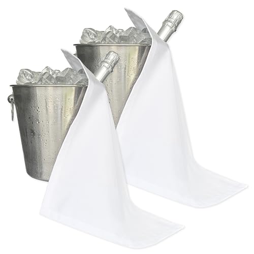 BOTTLECLOTHS - Catering Collection, Flaschentücher für Eiskübel, Polycotton, 42 cm, Eckloch, genähter Kreis (Weiß, 2 Stück) von BOTTLECLOTHS