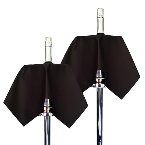 BOTTLECLOTHS - Catering Collection, Flaschentücher für Eiskübel, Polycotton, 54 cm, Loch in der Mitte, genähter Kreis (Schwarz, 2 Stück) von BOTTLECLOTHS