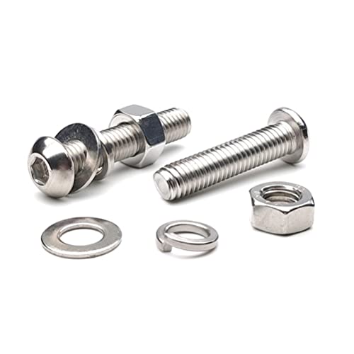 BOUACOUA Schrauben Set Edelstahl Innensechskant Halbrundkopfschrauben Muttern Flach Unterlegscheiben und Federringe Sortiment Kit M2x35mm (40 Stück) von BOUACOUA