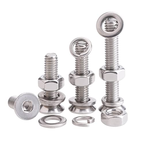 BOUACOUA Schrauben Set Edelstahl Innensechskant Senkkopfschrauben Muttern Flach Unterlegscheiben und Federringe Sortiment Kit M2x25mm (40 Stück) von BOUACOUA